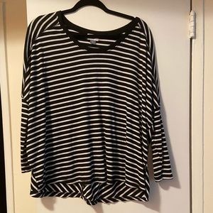 Black and white striped drapey top